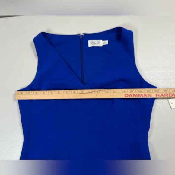 Eliza J Royal Blue sheath ruffled hem V-Neck Mini cocktail Dress, NWT, size 8 - Picture 12 of 17